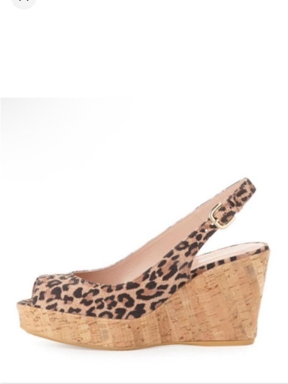 Stuart Weitzman Woven Leopard-Print Cork Slingback Wedges 8.5 Narrow